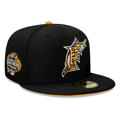 Black Florida Marlins Tigerfill 2003 World Series Patch Orange Bottom 59FIFTY Fitted