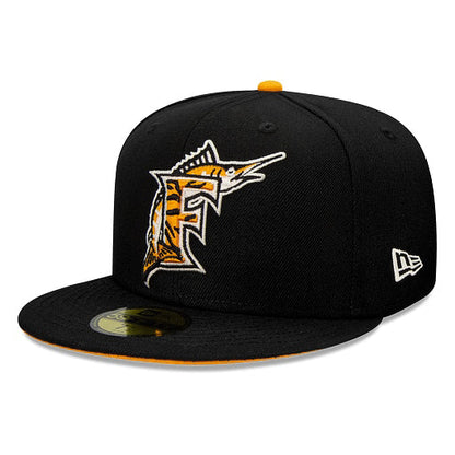 Black Florida Marlins Tigerfill 2003 World Series Patch Orange Bottom 59FIFTY Fitted