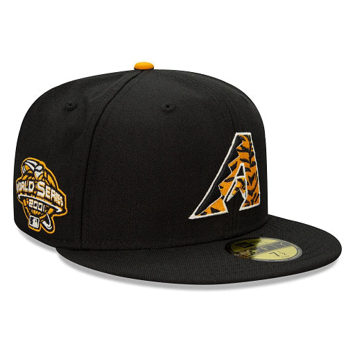 Black Arizona Diamondbacks Tigerfill 2001 World Series Patch Orange Bottom 59FIFTY Fitted