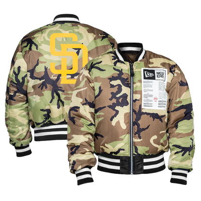 Black San Diego Padres Alpha Industries X New Era Reversible MA-1 Bomber Jacket
