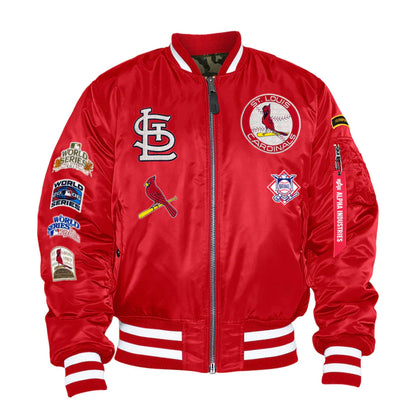 Red St. Louis Cardinals Alpha Industries X New Era Reversible MA-1 Bomber Jacket