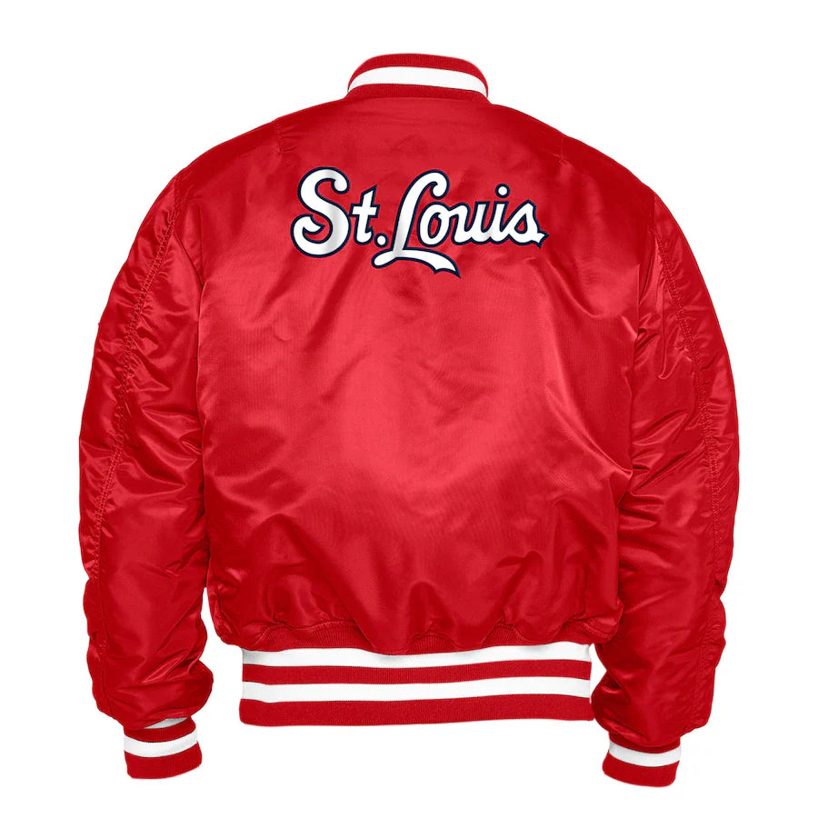 Red St. Louis Cardinals Alpha Industries X New Era Reversible MA-1 Bomber Jacket