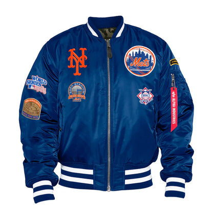 Royal Blue New York Mets Alpha Industries X New Era Reversible MA-1 Bomber Jacket