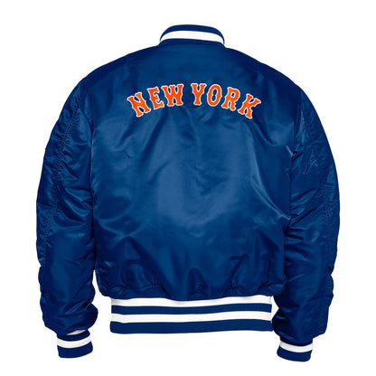 Royal Blue New York Mets Alpha Industries X New Era Reversible MA-1 Bomber Jacket