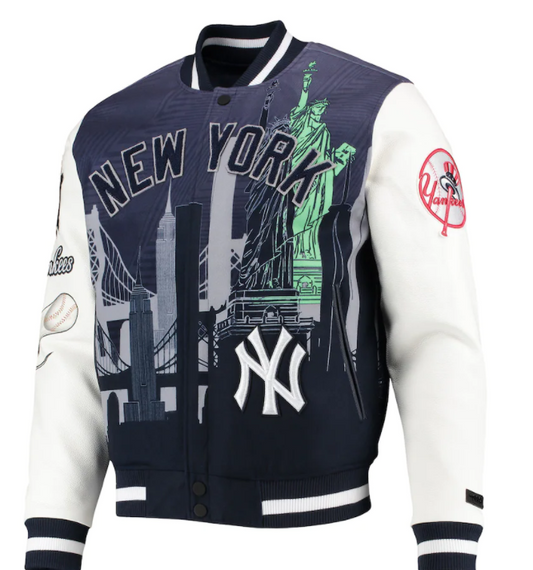 New York Yankees Pro Standard Navy Blue Remix Full-Zip Varsity Jacket