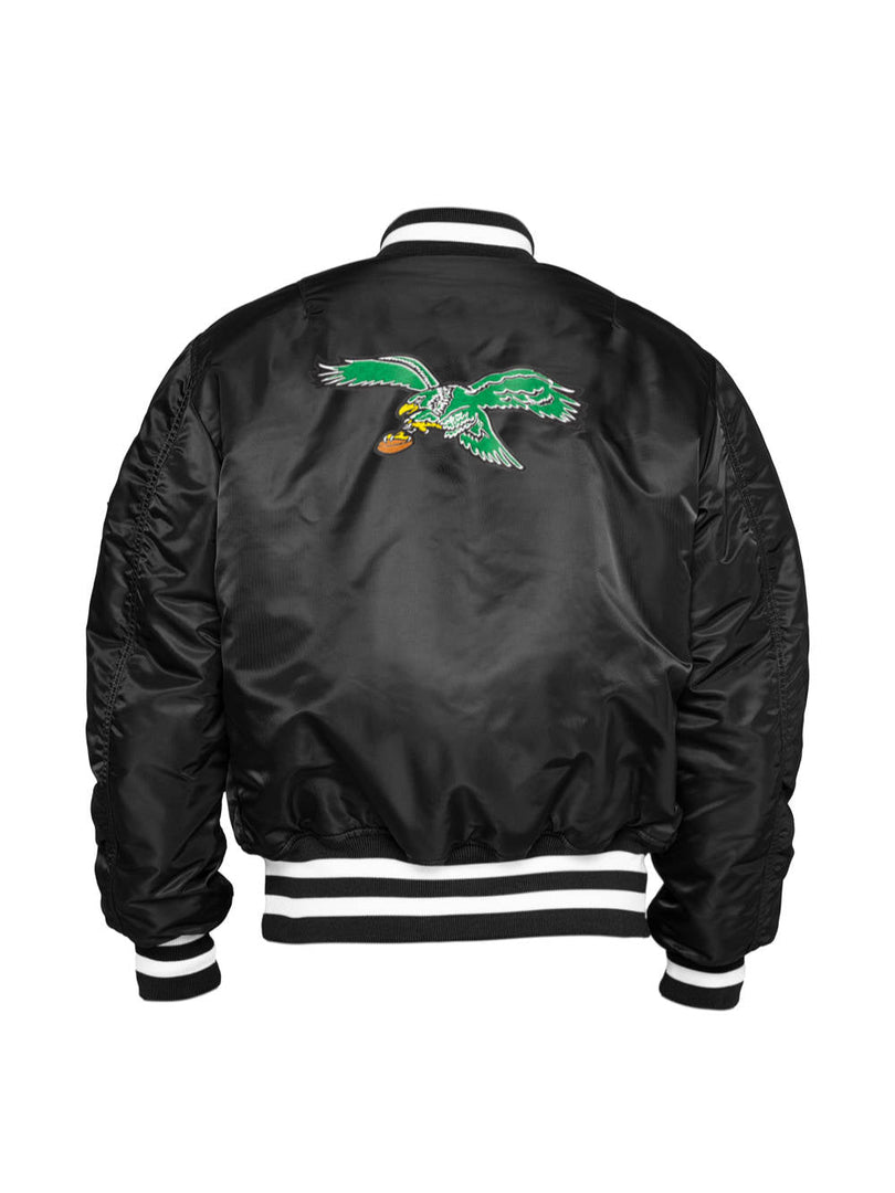Black Philadelphia Eagles Alpha Industries X New Era Reversible MA-1 Bomber Jacket