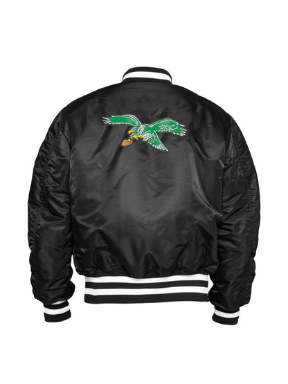 Black Philadelphia Eagles Alpha Industries X New Era Reversible MA-1 Bomber Jacket