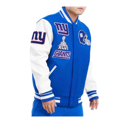 Royal Blue New York Giants Pro Standard Logo Mashup Wool Varsity Heavy Jacket