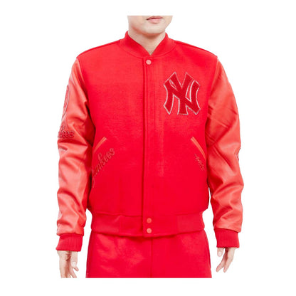 Triple Red New York Yankees Pro Standard Logo Mashup Wool Varsity Heavy Jacket