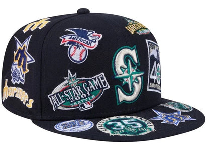 New Era Seattle Mariners 'All Over' 59FIFTY Fitted Navy Blue