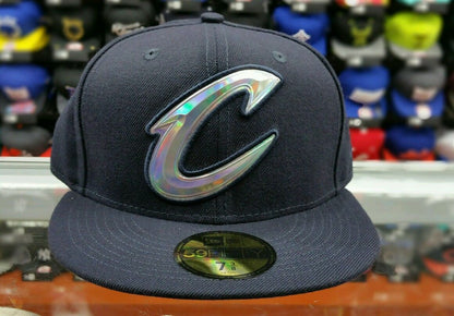 New Era NBA Iridescent Foil logo Blue Cleveland Cavaliers 59Fifty Fitted Hat Cap