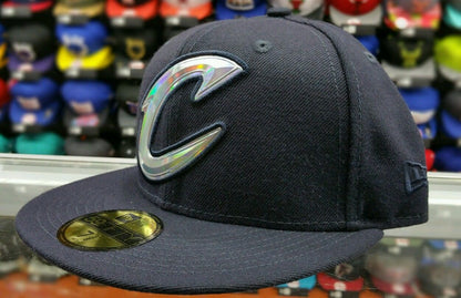 New Era NBA Iridescent Foil logo Blue Cleveland Cavaliers 59Fifty Fitted Hat Cap