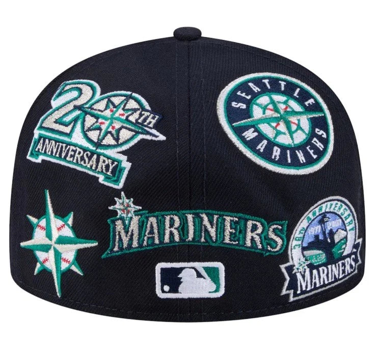 New Era Seattle Mariners 'All Over' 59FIFTY Fitted Navy Blue