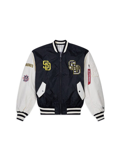 Black San Diego Padres New Era x Alpha Industries Reversible Full-Zip Bomber Jacket
