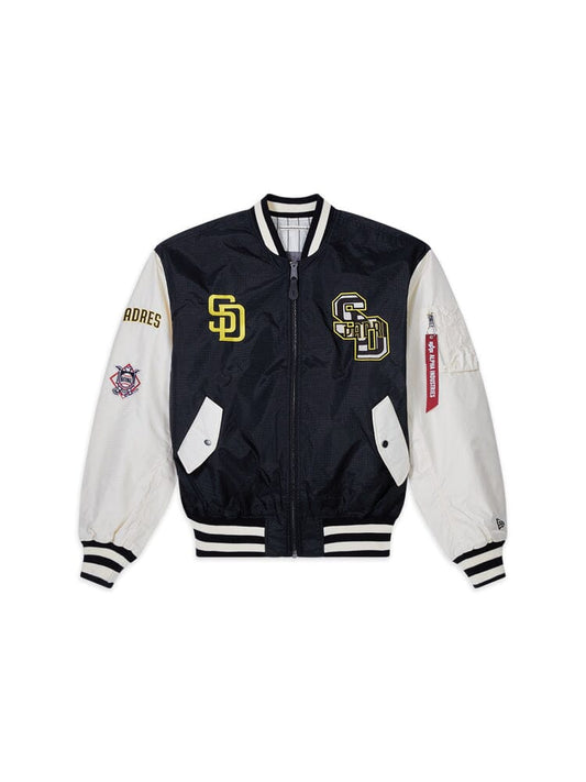 Black San Diego Padres New Era x Alpha Industries Reversible Full-Zip Bomber Jacket