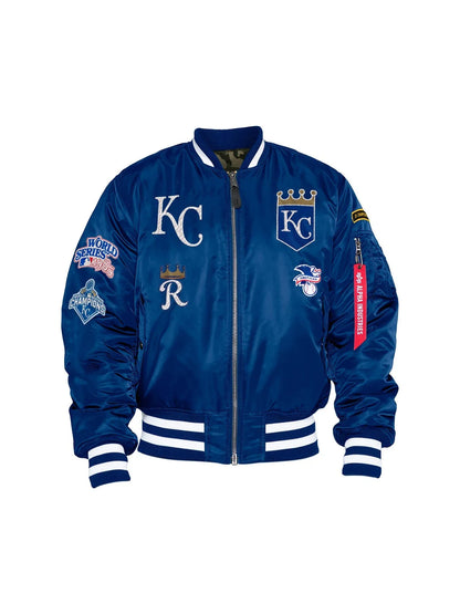 Royal Blue Kansas City Royals Alpha Industries X New Era Reversible MA-1 Bomber Jacket