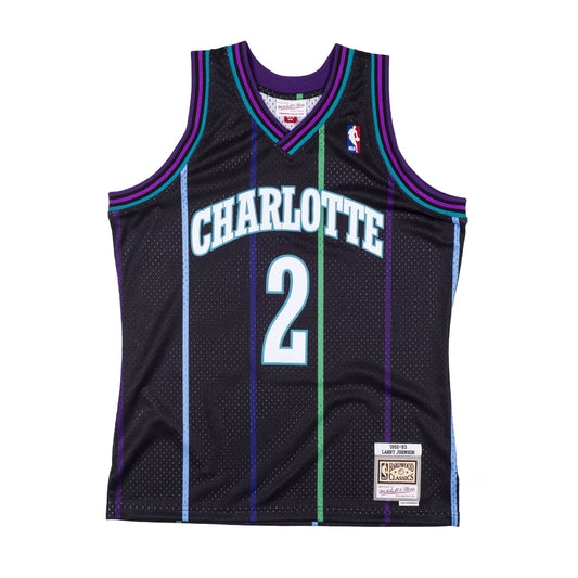 Charlotte Hornets Larry Johnson Mitchell & Ness Black 1992-93 Hardwood Classics Swingman Jersey