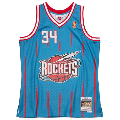 Houston Rockets 1996-97 Hakeem Olajuwon Mitchell & Ness Blue Swingman Jersey