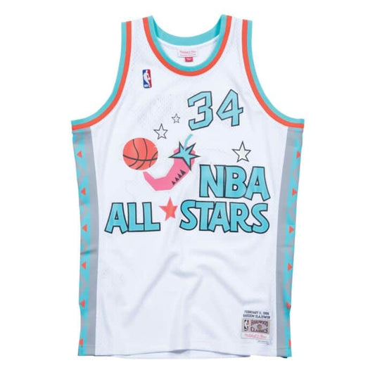 All-Star East 1996 Hakeem Olajuwon Mitchell & Ness White Swingman Jersey