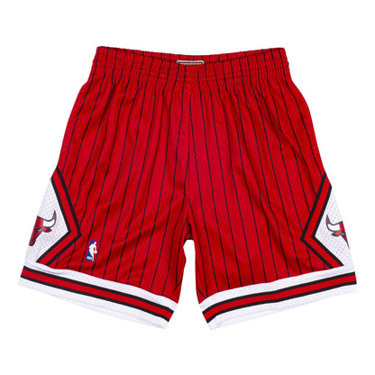 Chicago Bulls Mitchell & Ness Red Pinstripe 1995 Swingman Shorts