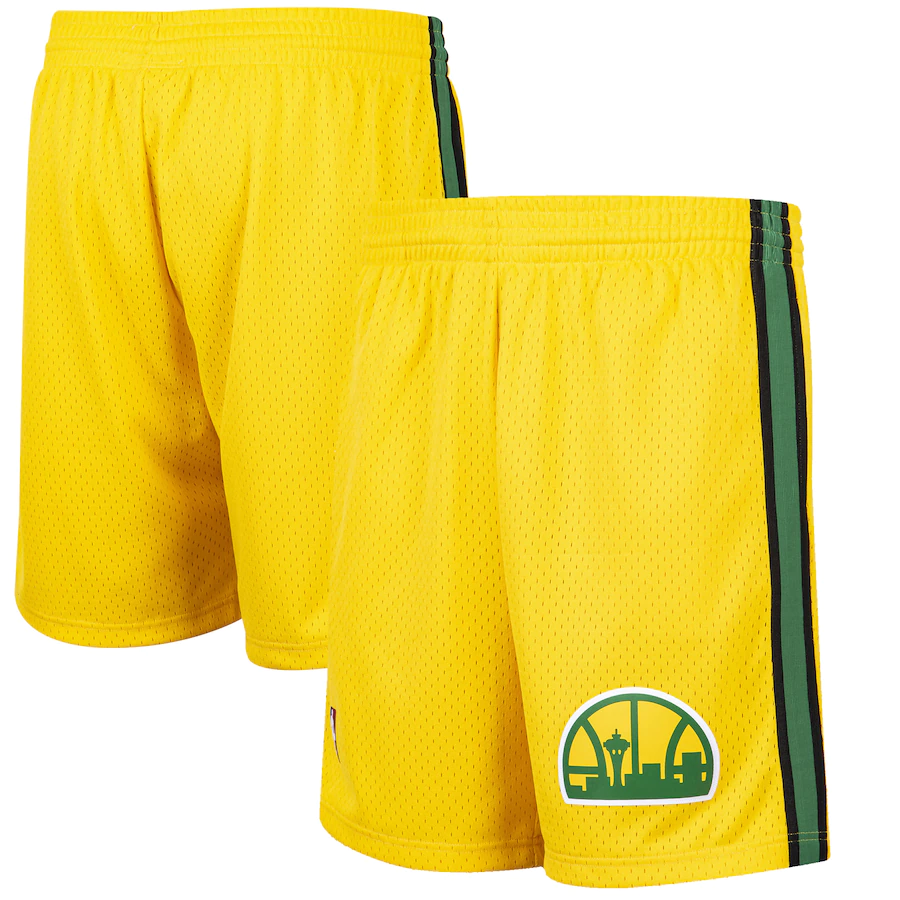 1994 Seattle SuperSonics Mitchell & Ness Yellow Hardwood Classics Swingman Shorts