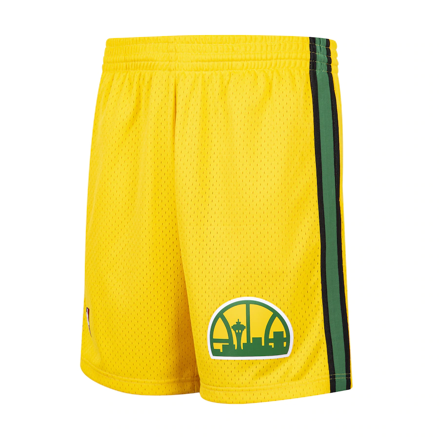 1994 Seattle SuperSonics Mitchell & Ness Yellow Hardwood Classics Swingman Shorts