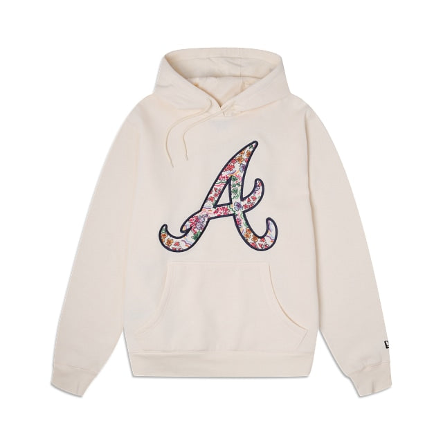 Off White Atlanta Braves Water Color Floral New Era Hoodie