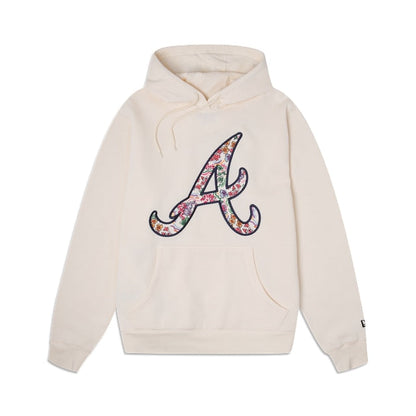 Off White Atlanta Braves Water Color Floral New Era Hoodie