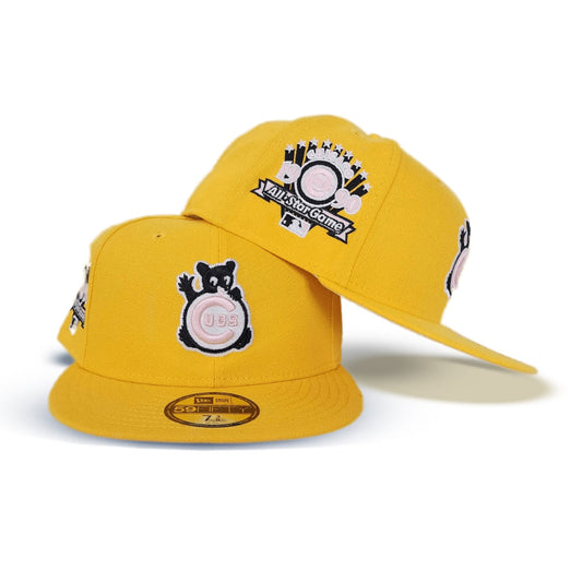 Yellow Chicago Cubs Pink Bottom 1990 All Star Game Side Patch New Era 59Fifty Fitted