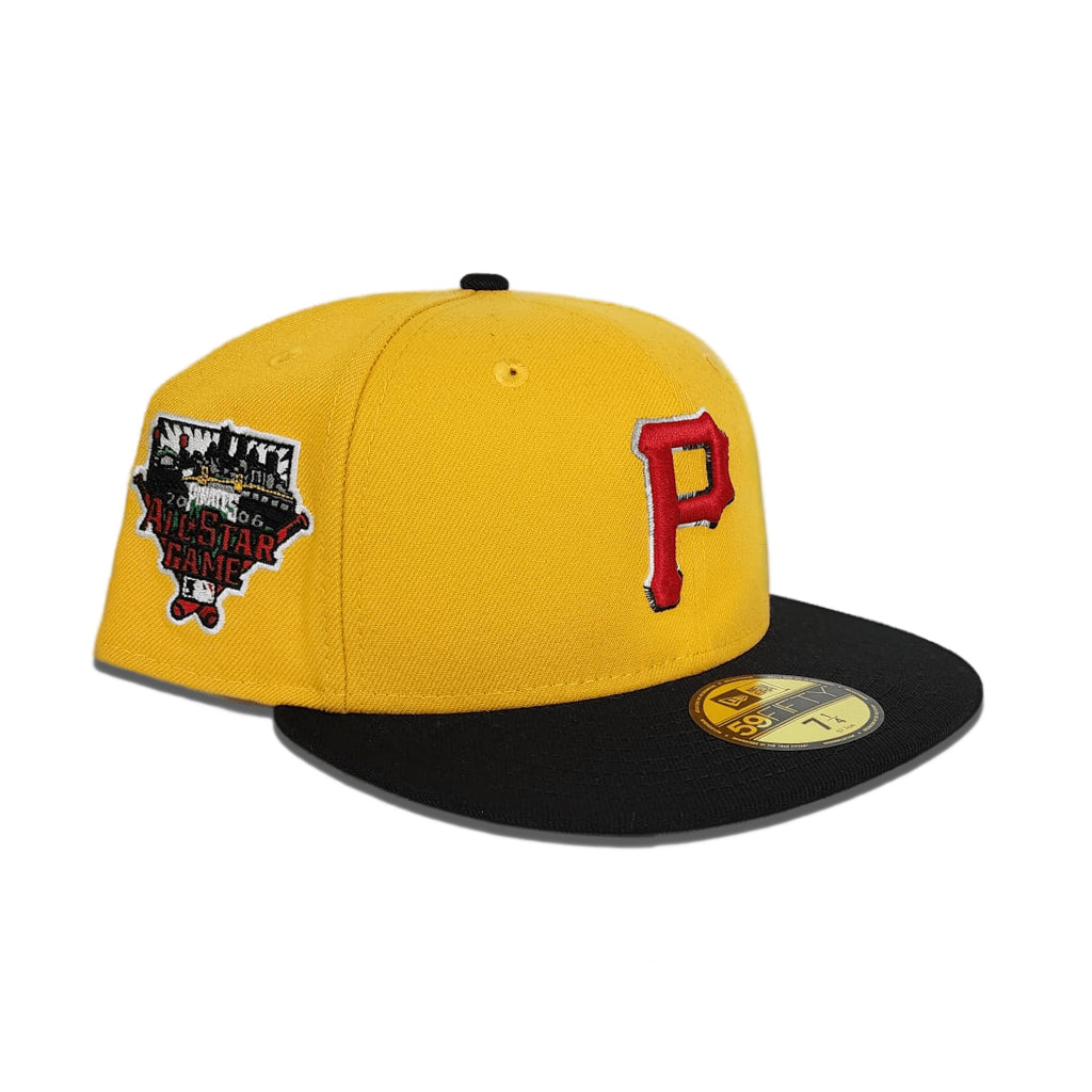 Yellow Pittsburgh Pirates Black Visor Gray Bottom 2006 All Star Game Side Patch New Era 59Fifty Fitted